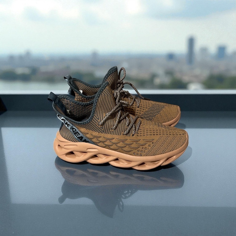 Men's Brown‎ and Blue Athletic Shoes with Mesh Upper and Sporty Design Size 8 - Picture 4 of 14